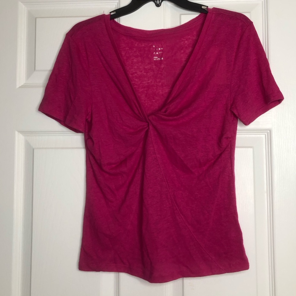 a new day pink Knot-Front Short-Sleeve Tee